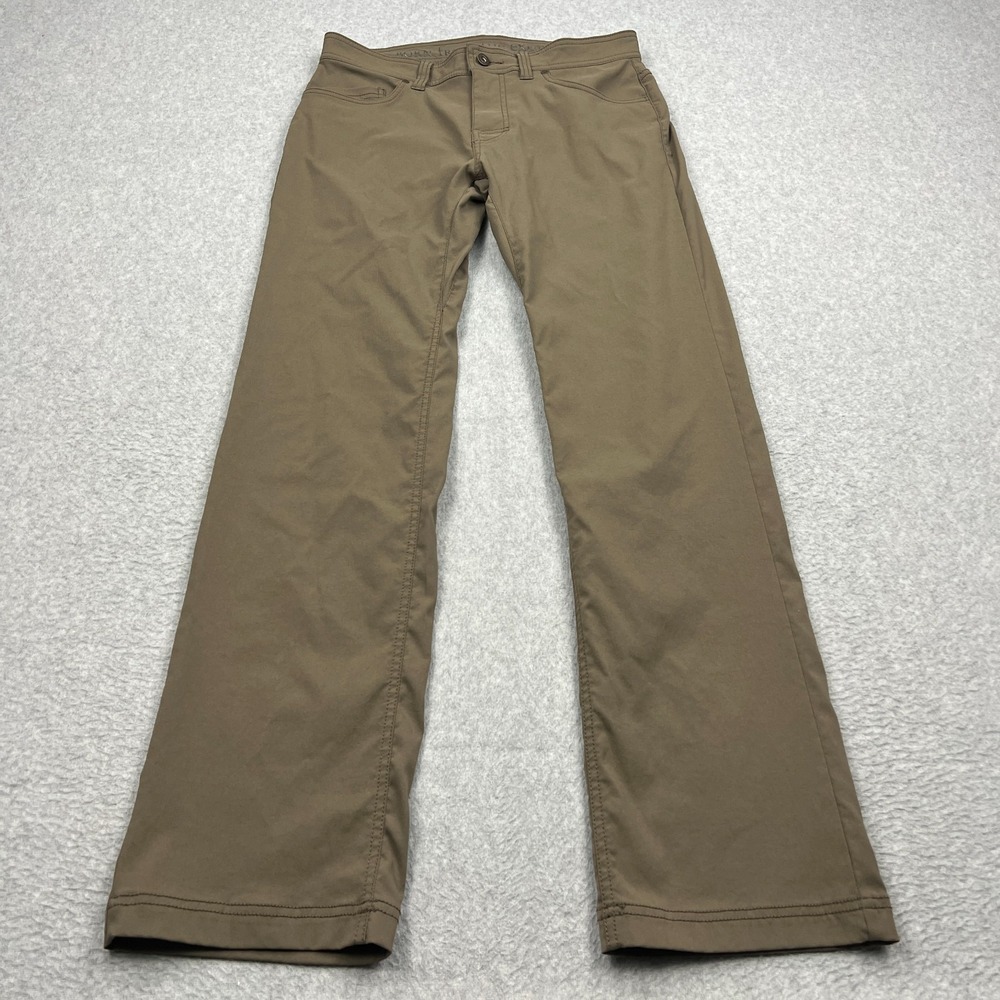 Prana Brion II Pants Men's 31 Brown Slim Fit Nylon Stretch Hiking Climbing Ankle